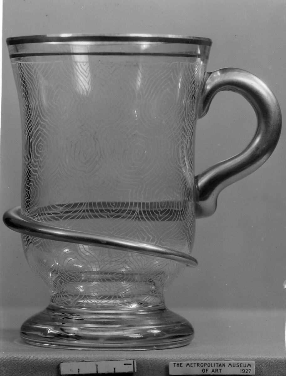 Mug, Glass, enameled and gilt, Bohemian 