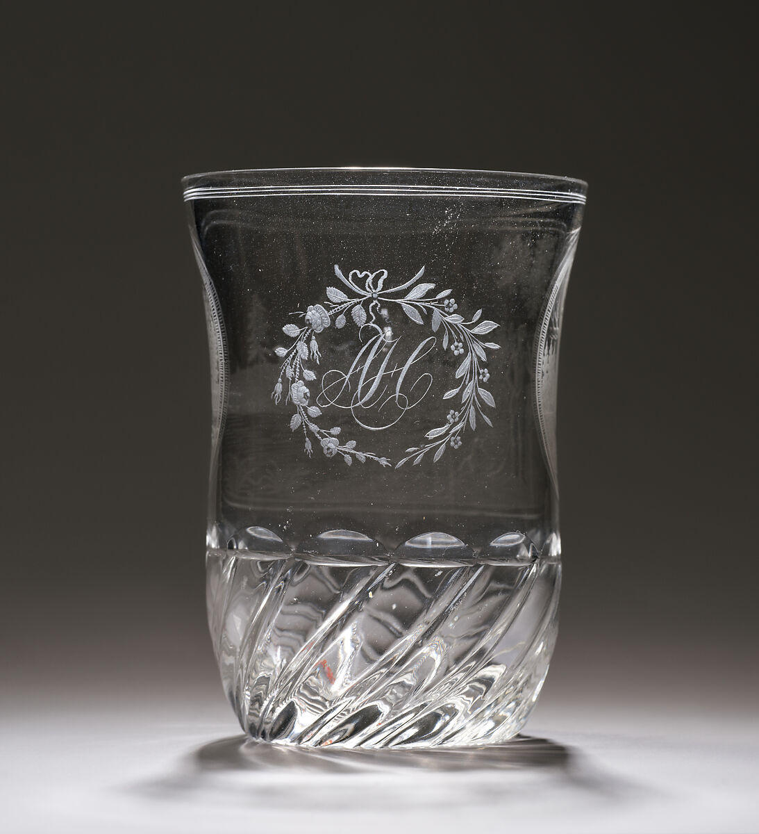 Hunter with dog in a landscape, Glass, Bohemian