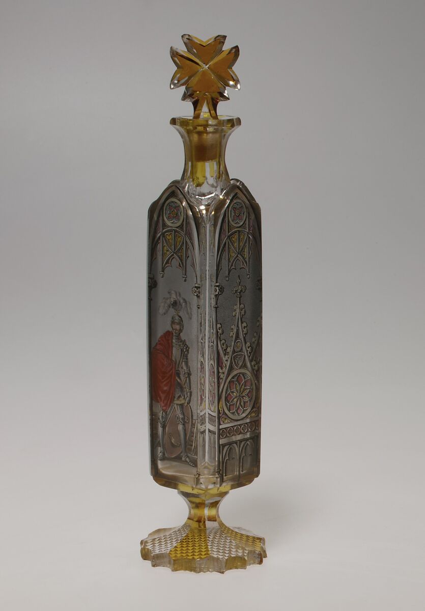 Bottle with stopper, Feodor Kehrer (German, 1819–1867), Glass, German, Erbach im Odenwald 
