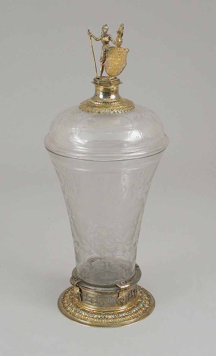 Beaker with cover, Glass, silver gilt, German, Thuringia 