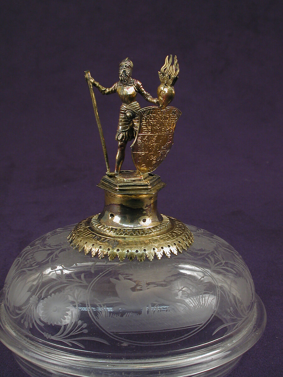 Beaker with cover, Glass, silver gilt, German, Thuringia