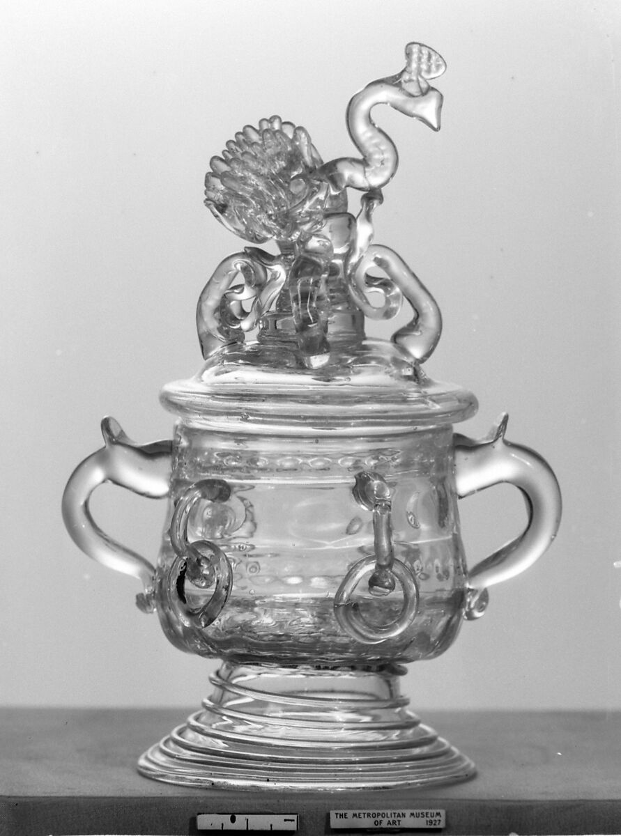 Bowl with cover, Glass, German