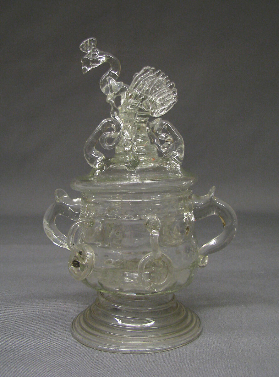 Bowl with cover, Glass, German