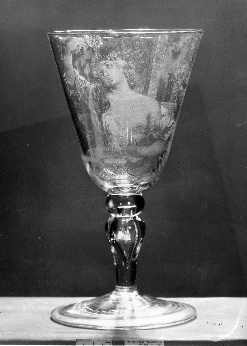 Goblet, Engraved by Frans Greenwood (Dutch, Rotterdam 1680–1761 Dordrecht), Glass, diamond point stipple, British, Newcastle or Dutch, Dordrecht