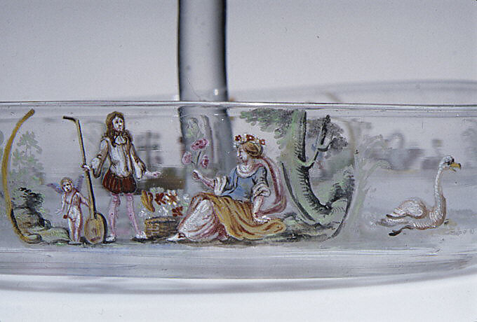 Schnapps glass (one of twelve), Glass, enamel, German, Nuremberg 