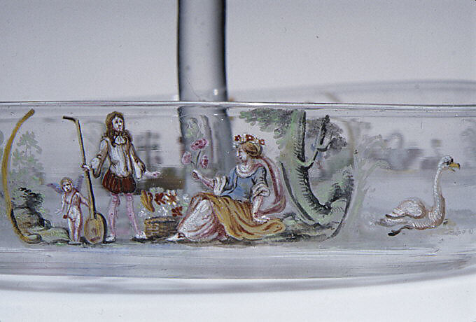 Schnapps glass (one of twelve), Glass, enamel, German, Nuremberg