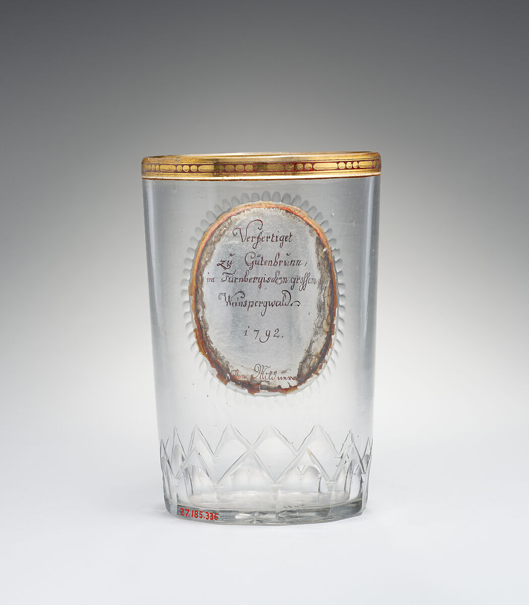 Beaker, Johann Joseph Mildner (Austrian, 1764–1808), Glass, Austrian, Gutenbrunn