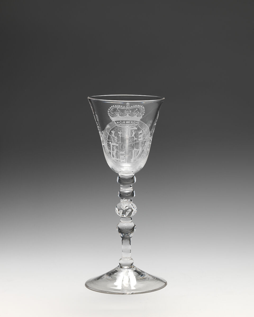 Wineglass, Glass, British, Newcastle glass with Dutch engraving 