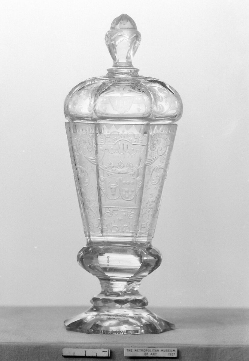 Standing cup with cover, Glass, German, Silesia 