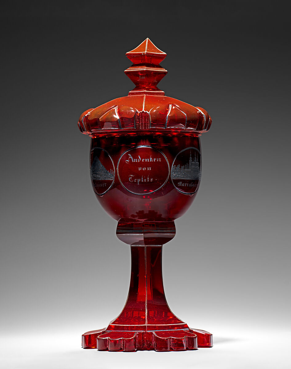Goblet with cover, Glass, Bohemian