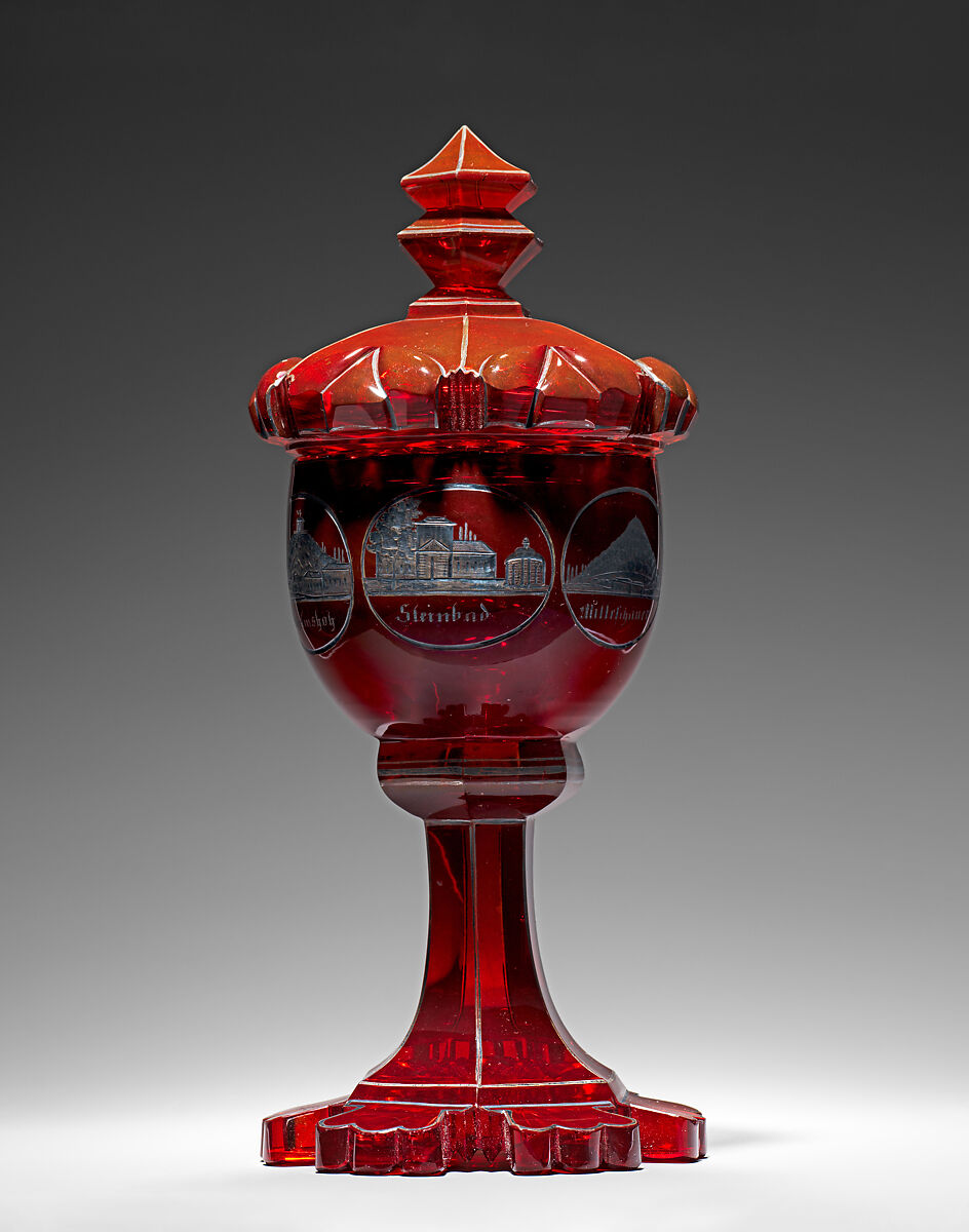 Goblet with cover, Glass, Bohemian