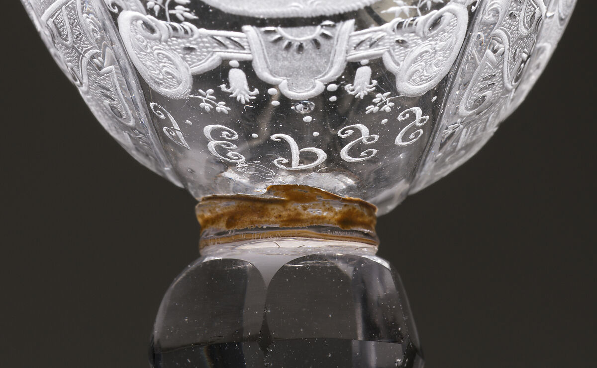 "Gondola" sweetmeat glass, Glass, engraved and partly polished, German, Silesia