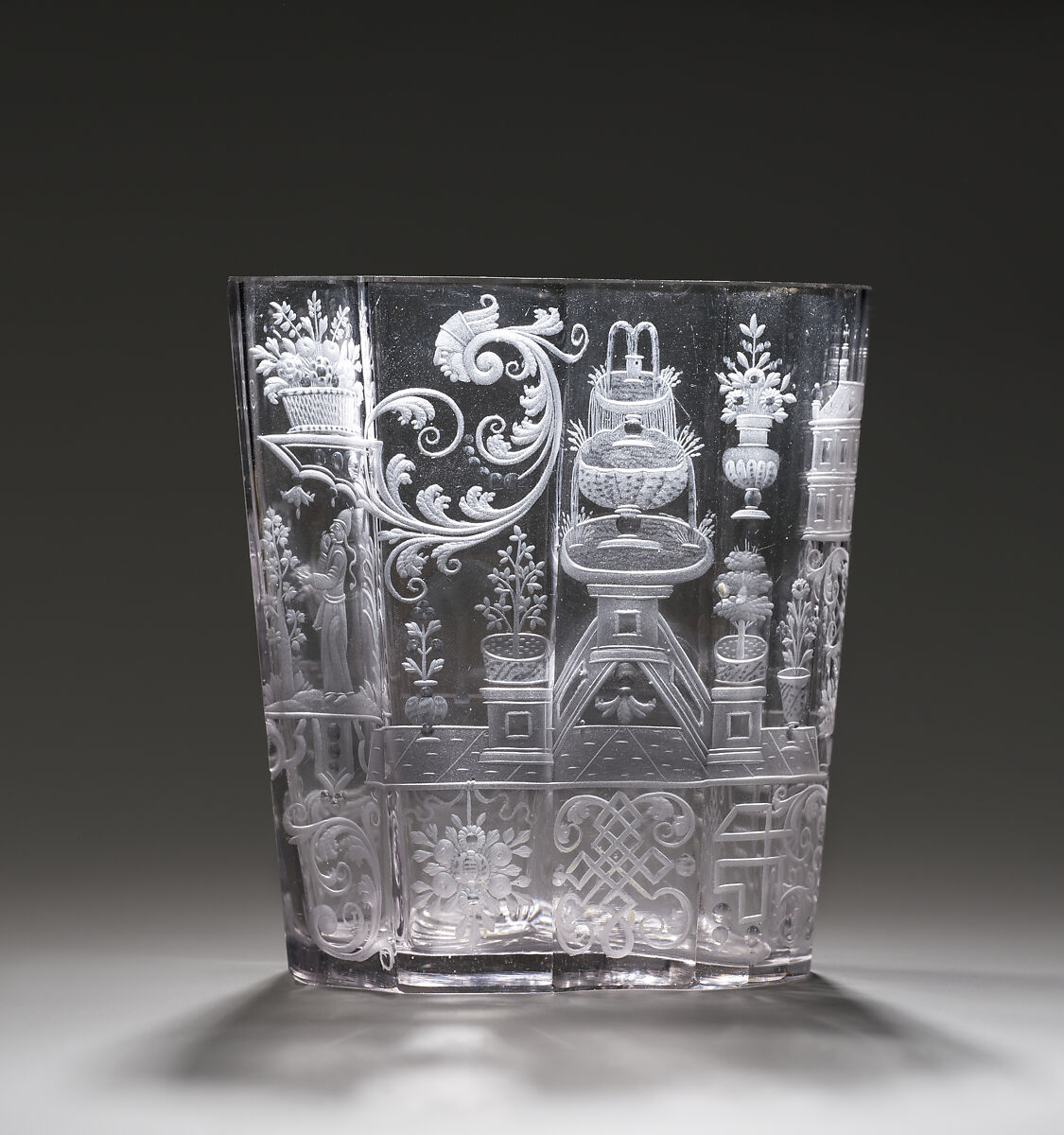 Bass-viol shaped beaker, Glass, Bohemian, Riesengebirge (Krkonoše)