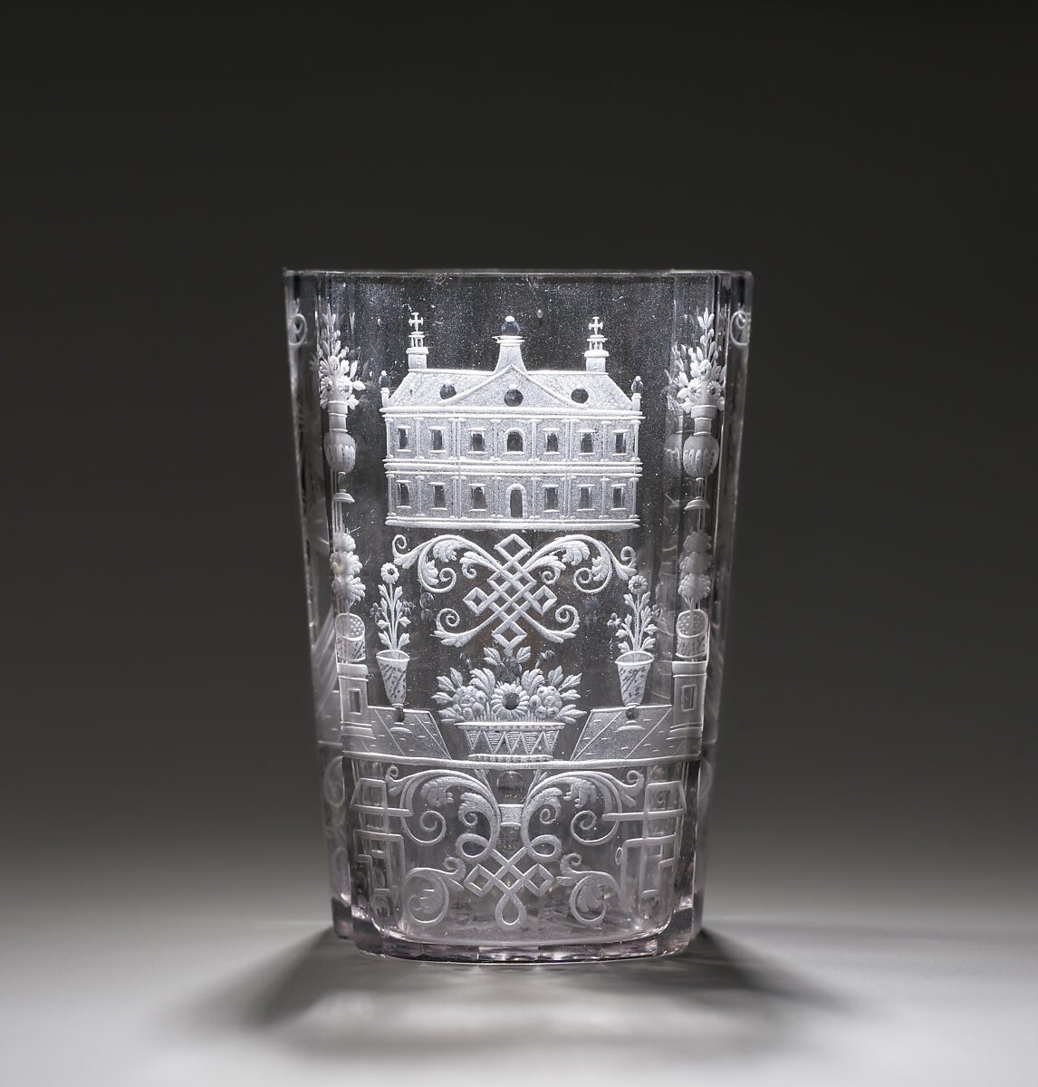 Bass-viol shaped beaker, Glass, Bohemian, Riesengebirge (Krkonoše)