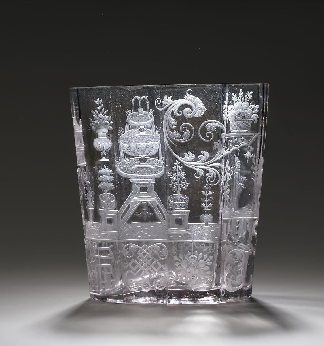 Bass-viol shaped beaker, Glass, Bohemian, Riesengebirge (Krkonoše)