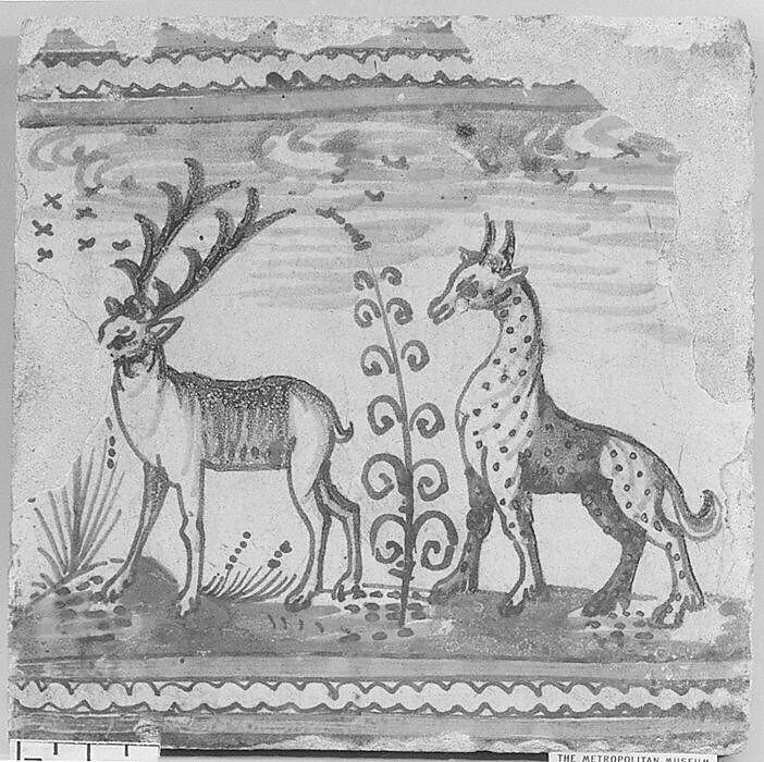 Frieze tile, Tin-glazed earthenware, Dutch 