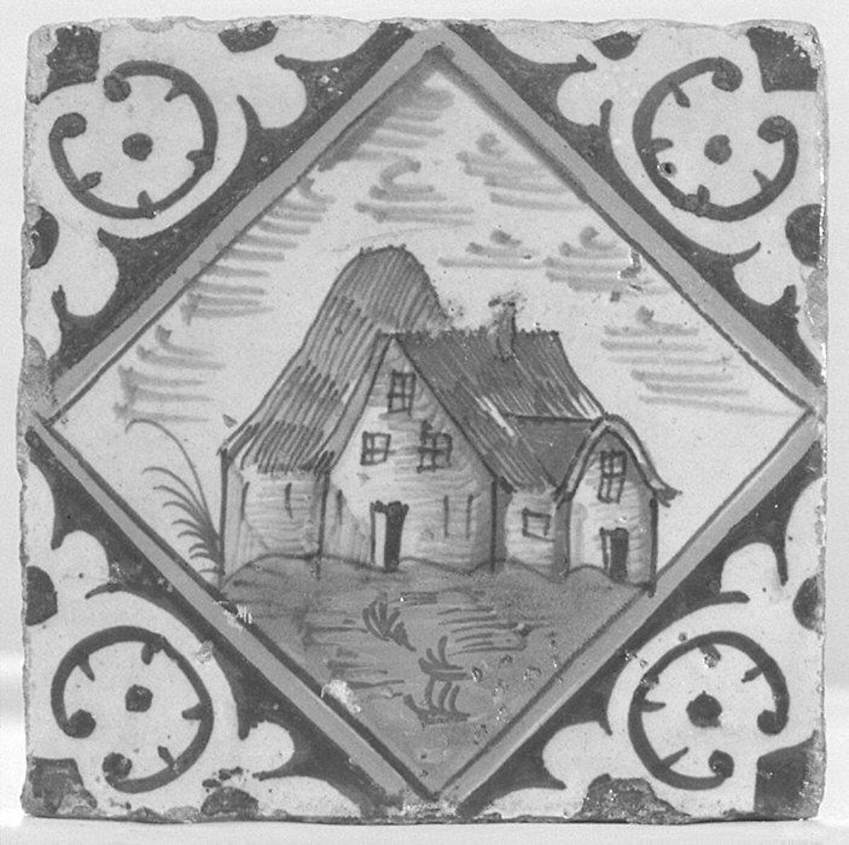 Tile, Tin-glazed earthenware, Dutch 