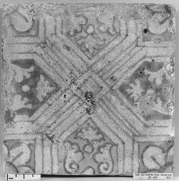 Floor tile, Tin-glazed earthenware, Flemish 