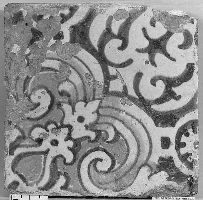 Floor tile, Tin-glazed earthenware, Flemish, Antwerp or Dutch 