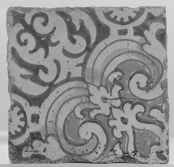 Floor tile, Tin-glazed earthenware, Flemish, Antwerp or Dutch 