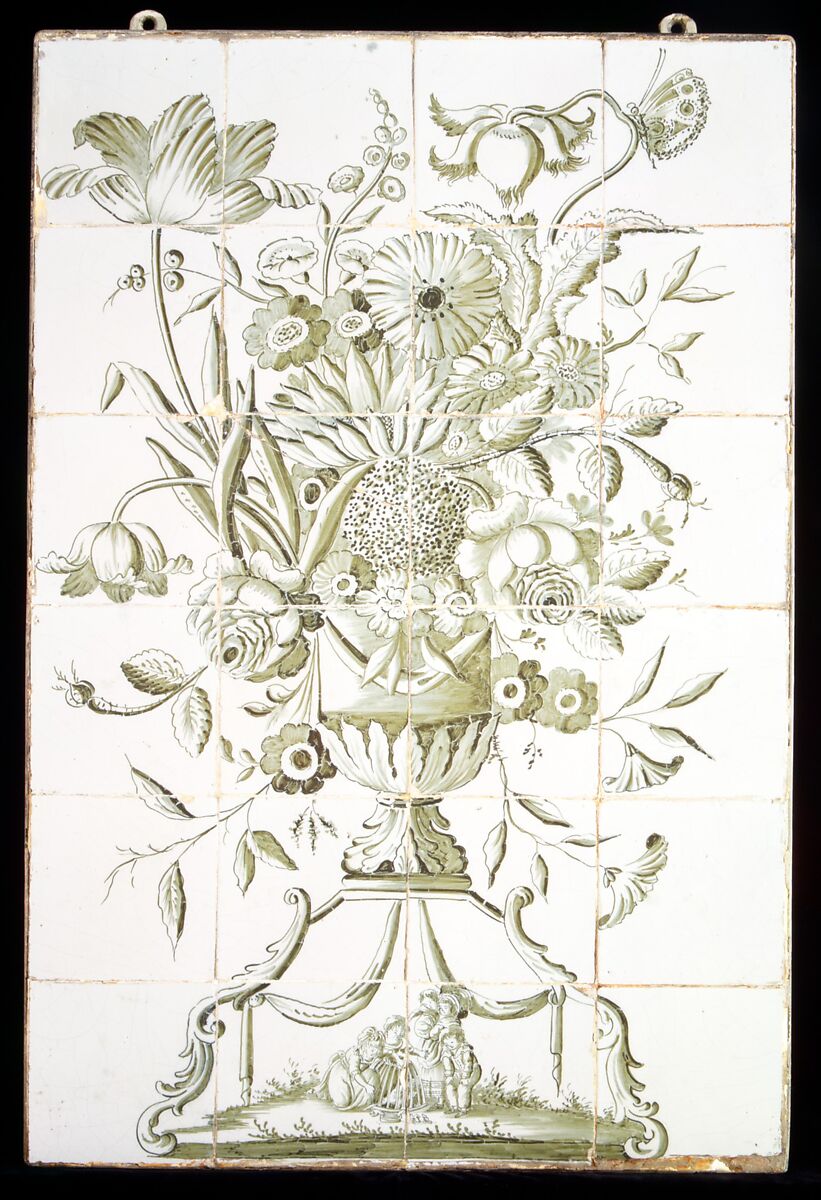 Panel of tiles (24), Adam Sijbel (ca. 1743–1803), Tin-glazed earthenware, Dutch, Makkum 