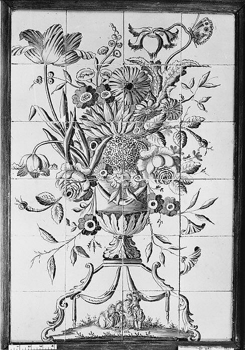 Panel of tiles (24), Adam Sijbel (ca. 1743–1803), Tin-glazed earthenware, Dutch, Makkum