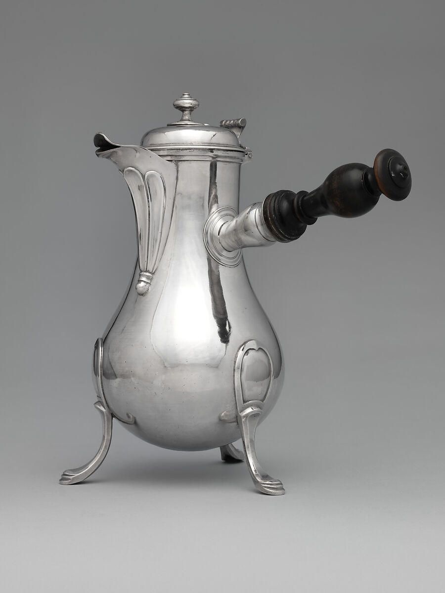 Chocolate pot, Pierre Vallières (master 1776, recorded 1806), Silver; wood, French, Paris 