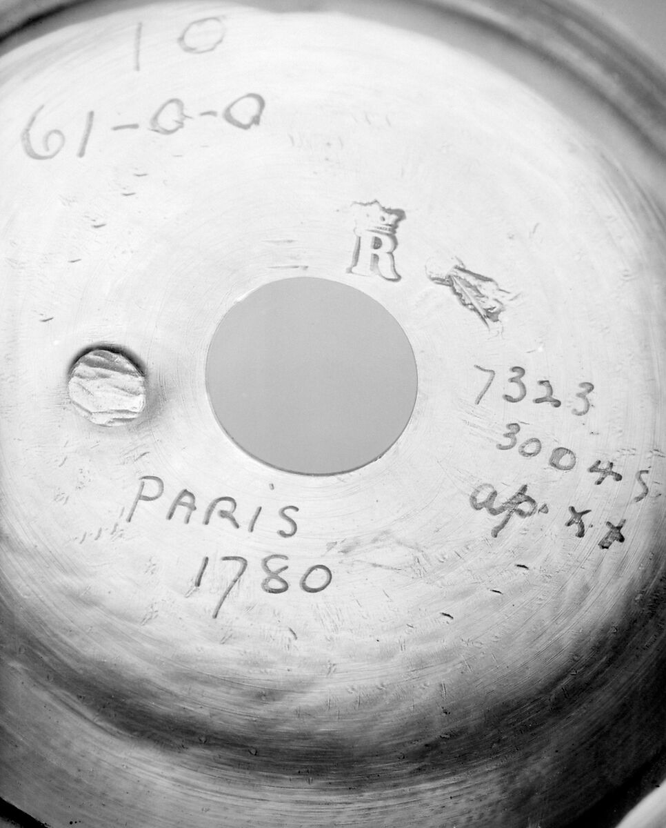 Chocolate pot, Pierre Vallières (master 1776, recorded 1806), Silver; wood, French, Paris