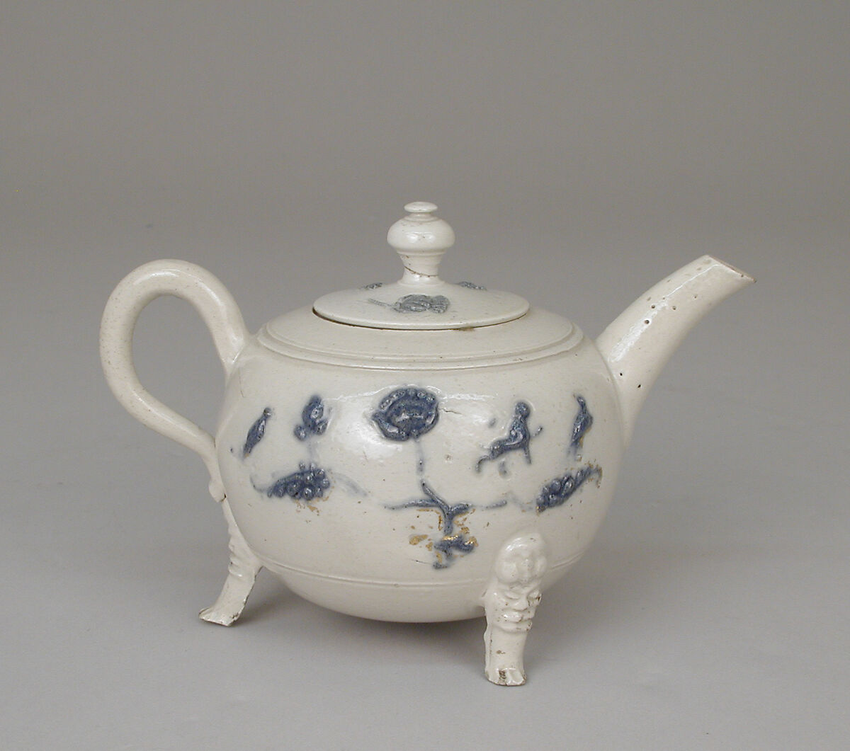 Teapot with cover, Salt-glazed stoneware, British 