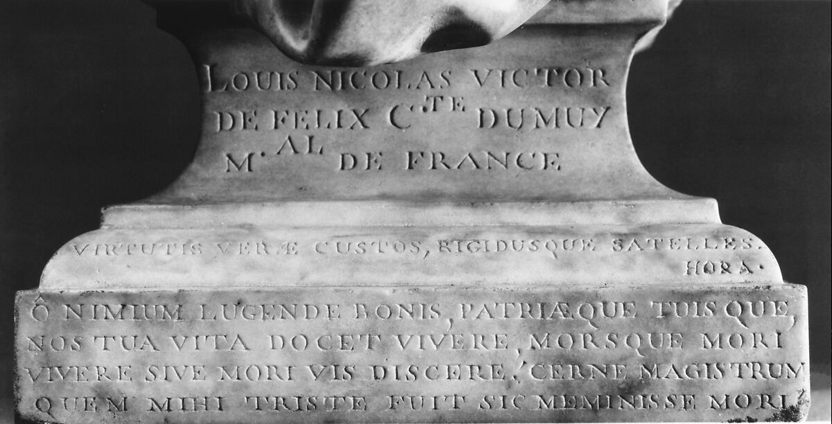 Louis Nicolas Victor de Félix, Comte du Muy and Marshal of France (1711–1775), Jean Jacques Caffiéri (French, Paris 1725–1792 Paris), Marble, French, Paris