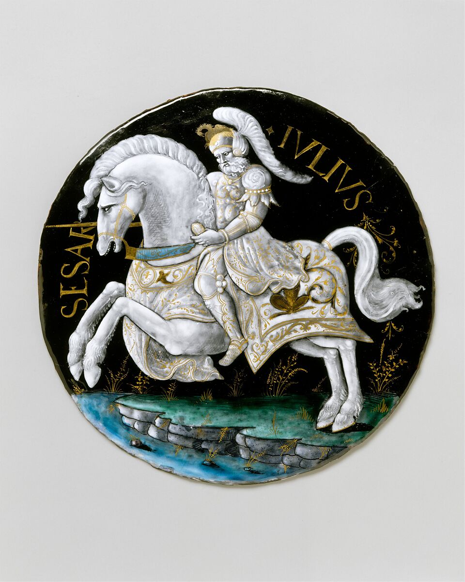 Julius Caesar, Workshop of Colin Nouailher (French, active 1539, d. after 1571), Painted enamel on copper, partly gilt, French, Limoges 