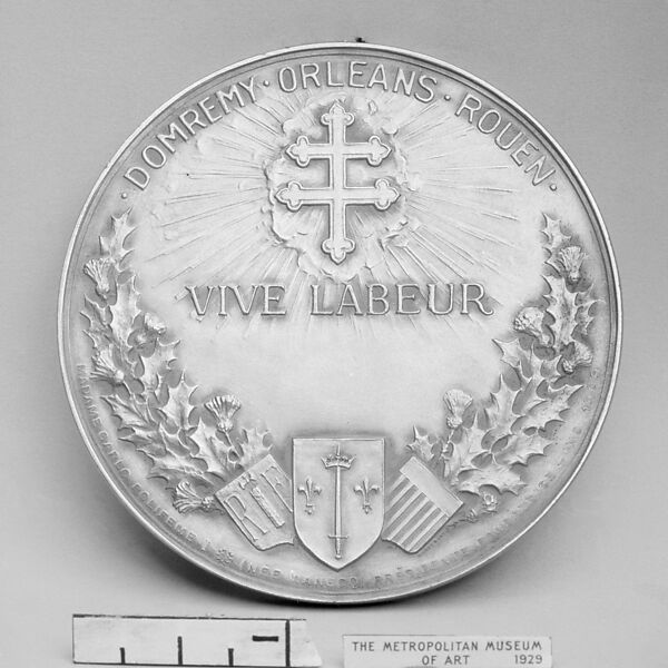 Commemoration of the Fifth Centenary of Jeanne d'Arc's Deliverance of Orleans, May 8, 1429, Medalist: Ettore Ximenes (Italian, Palermo 1855–1926 Rome), Bronze, Italian