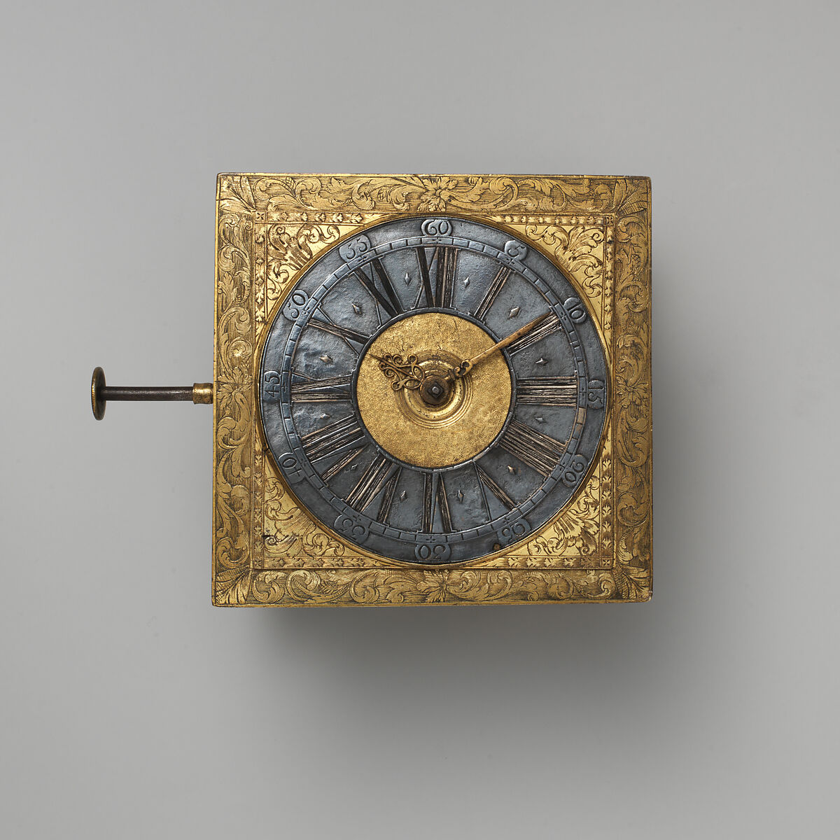 Table clock, Clockmaker: Johann Heinrich Kleinschmidt (German), Brass, silver, German