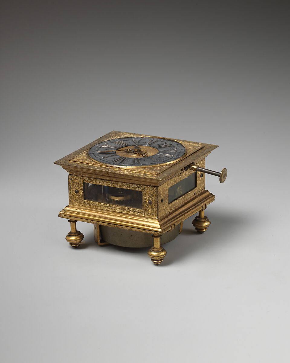 Table clock, Clockmaker: Johann Heinrich Kleinschmidt (German), Brass, silver, German