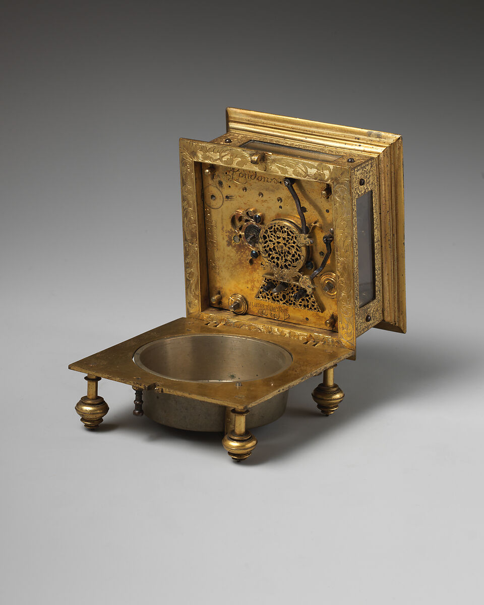 Table clock, Clockmaker: Johann Heinrich Kleinschmidt (German), Brass, silver, German