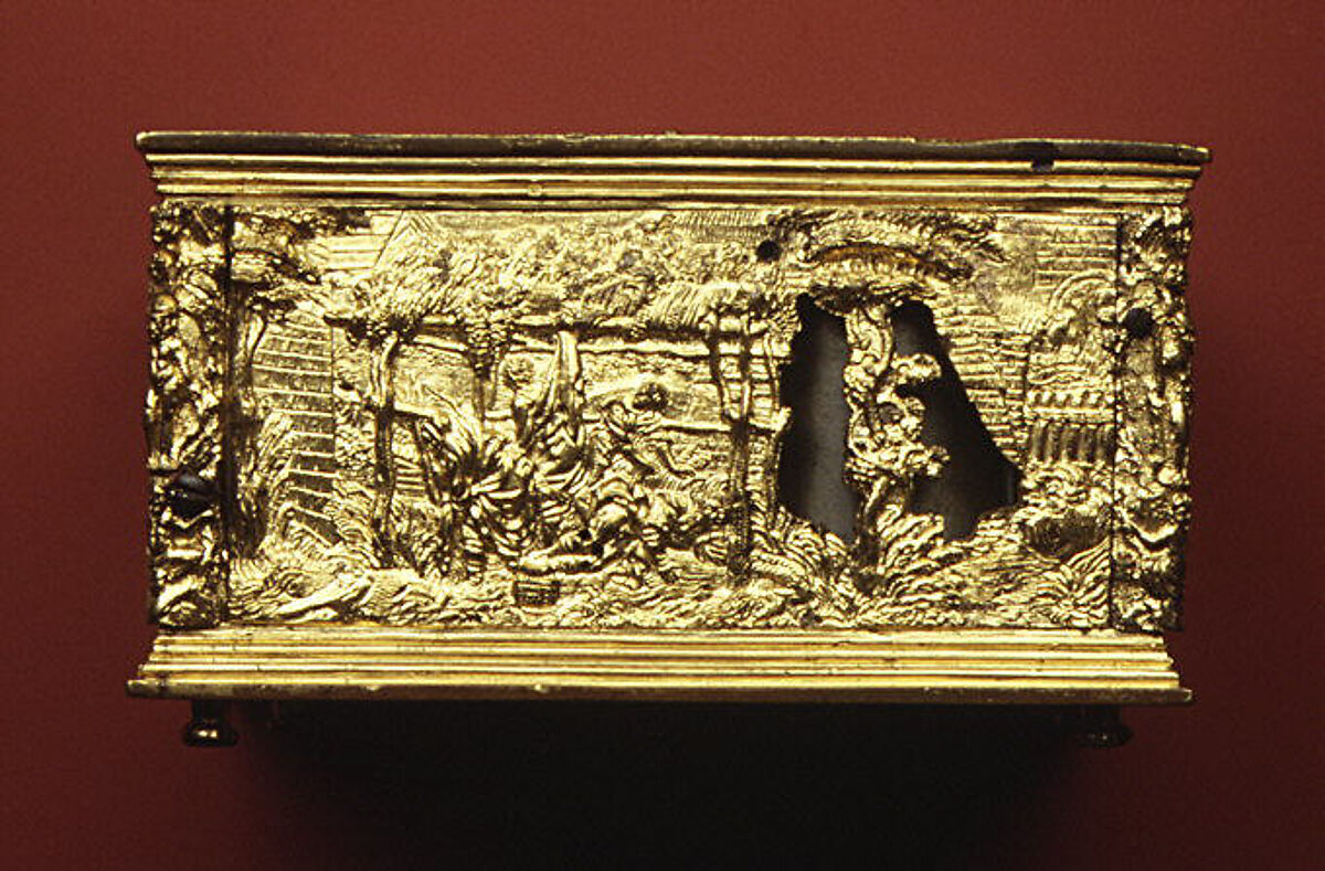 Table clock, Johann Reinhold the Elder (ca. 1550–1596), Case: gilt brass; movement: iron, German, Augsburg