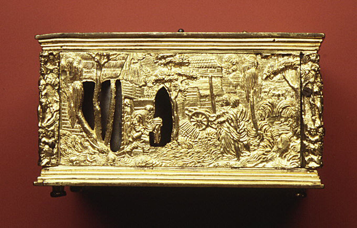 Table clock, Johann Reinhold the Elder (ca. 1550–1596), Case: gilt brass; movement: iron, German, Augsburg