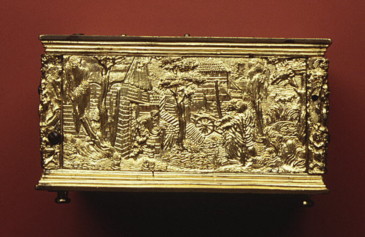 Table clock, Johann Reinhold the Elder (ca. 1550–1596), Case: gilt brass; movement: iron, German, Augsburg