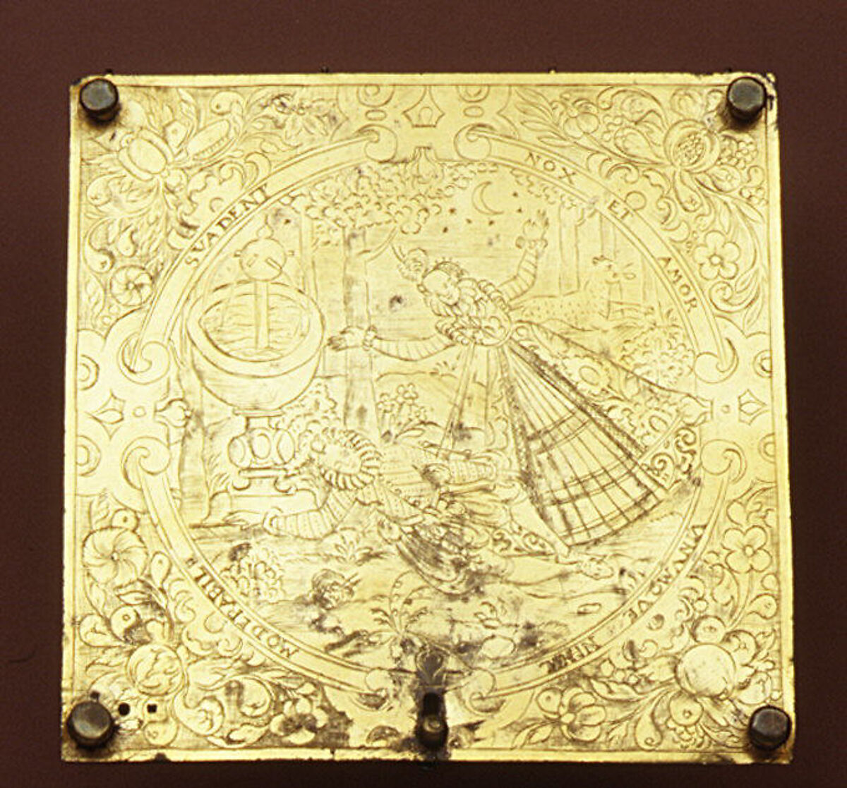 Table clock, Johann Reinhold the Elder (ca. 1550–1596), Case: gilt brass; movement: iron, German, Augsburg