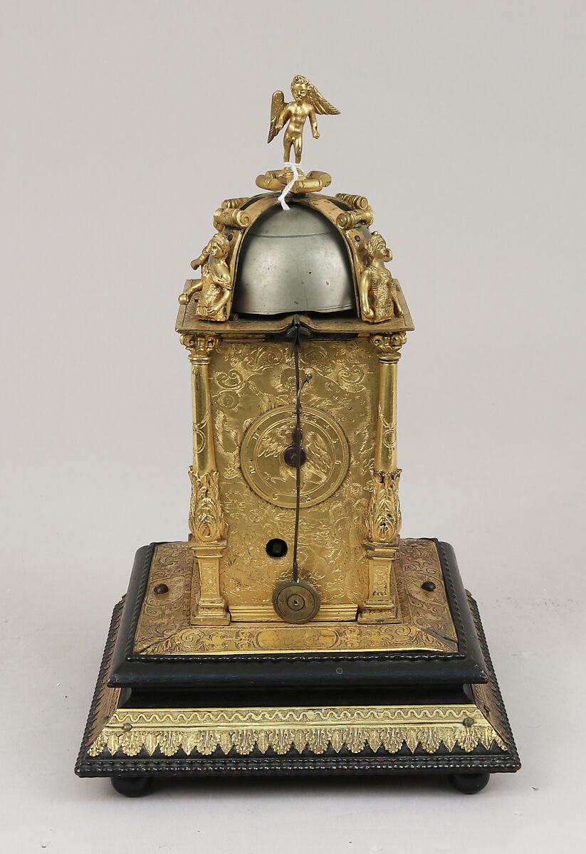 Clock, Brass gilt, ebony, German 