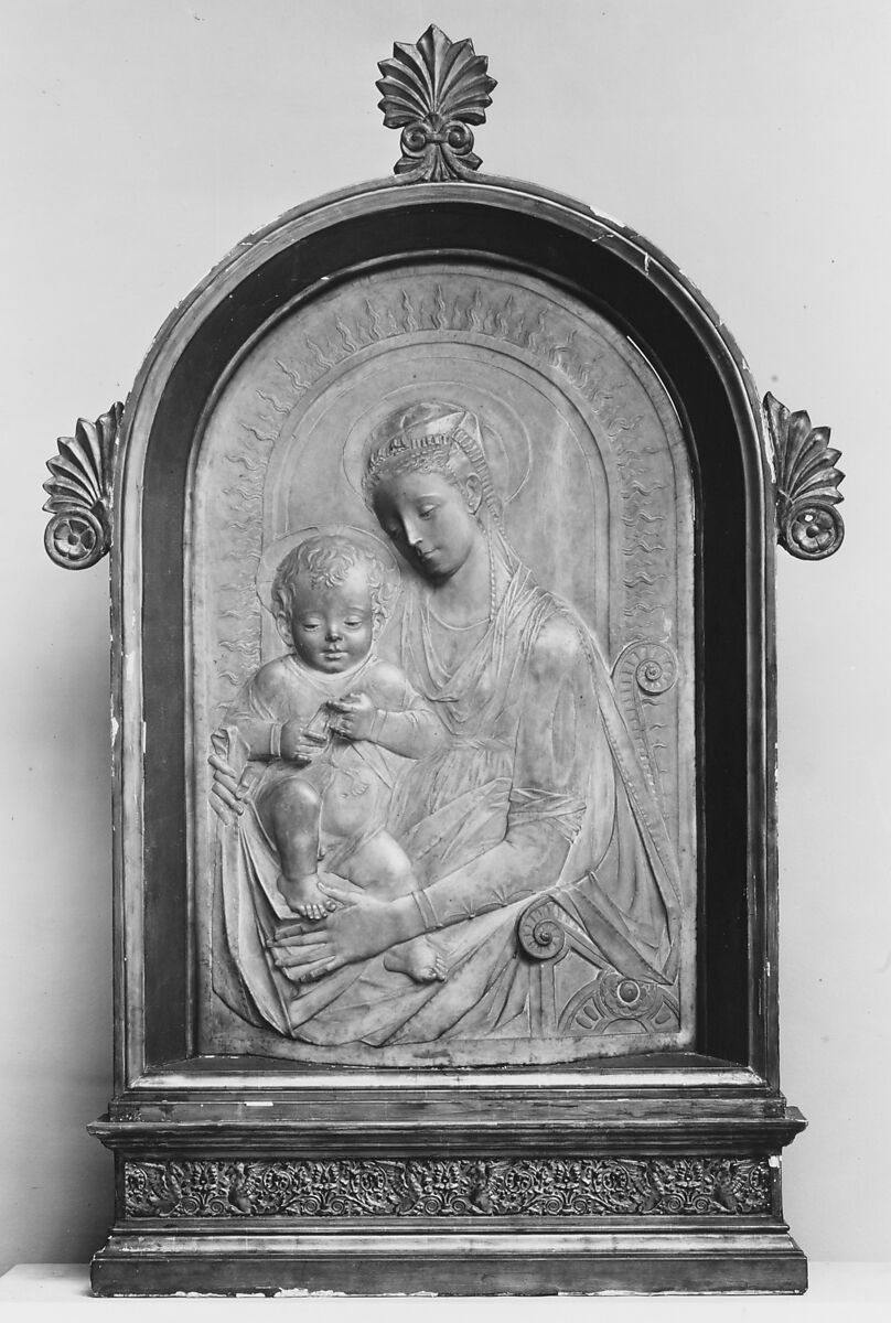 Virgin and Child, Mino da Fiesole (Mino di Giovanni) (Italian, Papiano or Montemignaio 1429–1484 Florence), Carrara marble, Italian, Florence 