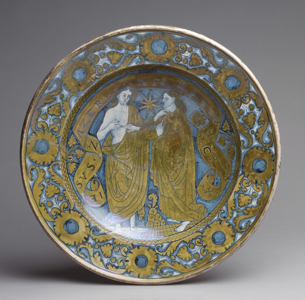 Dish with the Incredulity of St. Thomas, Maiolica (tin-glazed earthenware), lustered, Italian, Deruta 