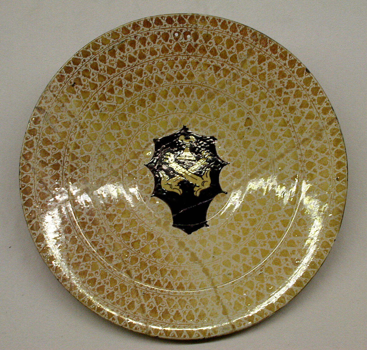 Dish, Tin-glazed and luster-painted earthenware, Spanish, Valencia 