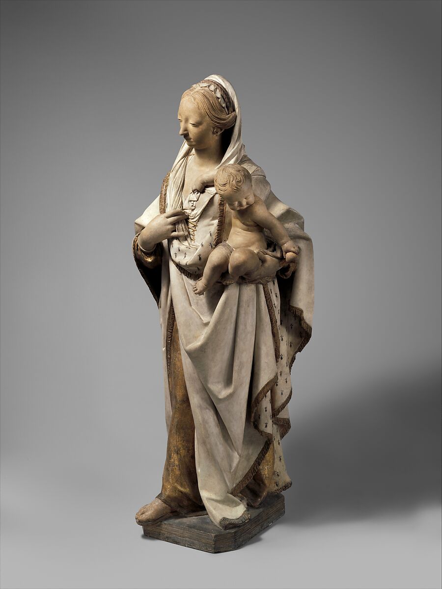 Virgin and Child, Circle of Pierre Biardeau (French, Le Mans 1608–1671 Angers), Terracotta, partially polychromed and gilt, Northwestern French