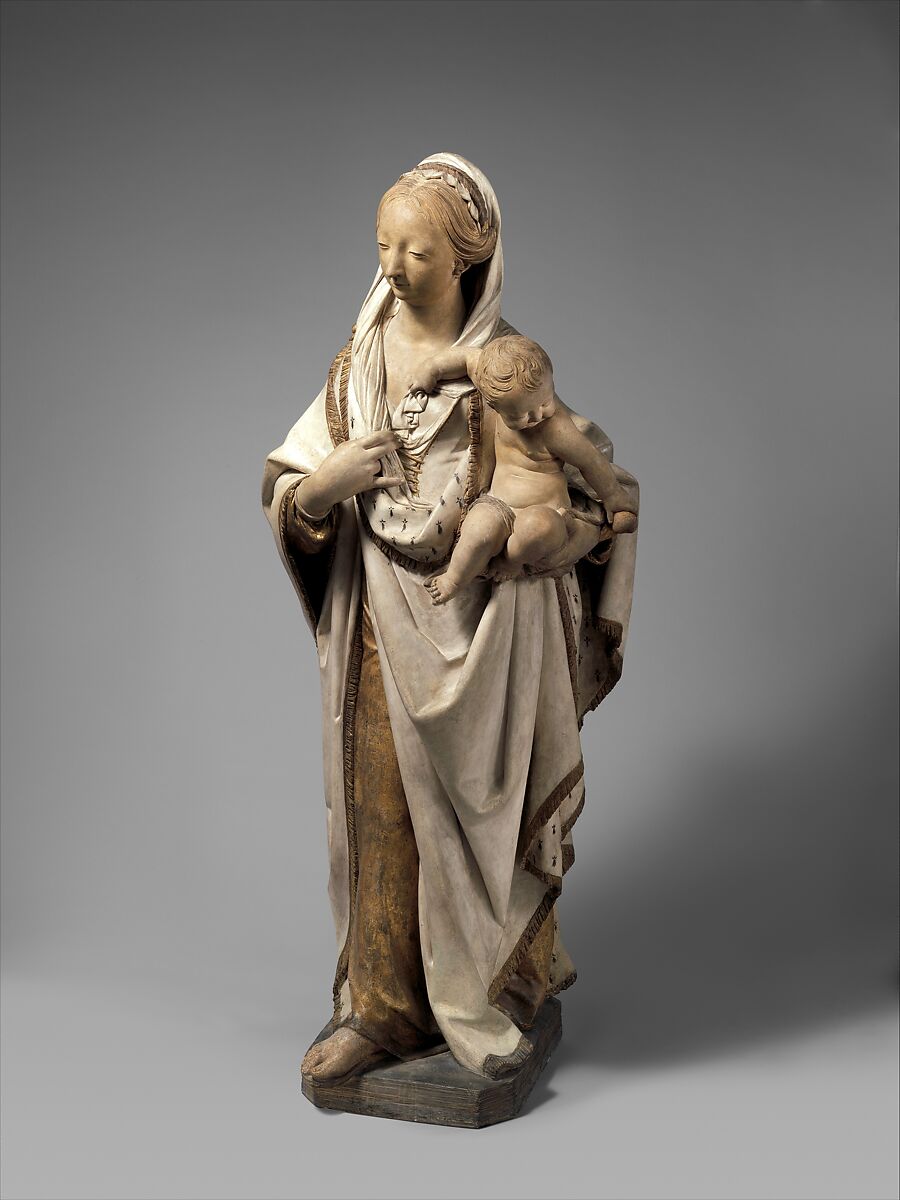 Virgin and Child, Circle of Pierre Biardeau (French, Le Mans 1608–1671 Angers), Terracotta, partially polychromed and gilt, Northwestern French