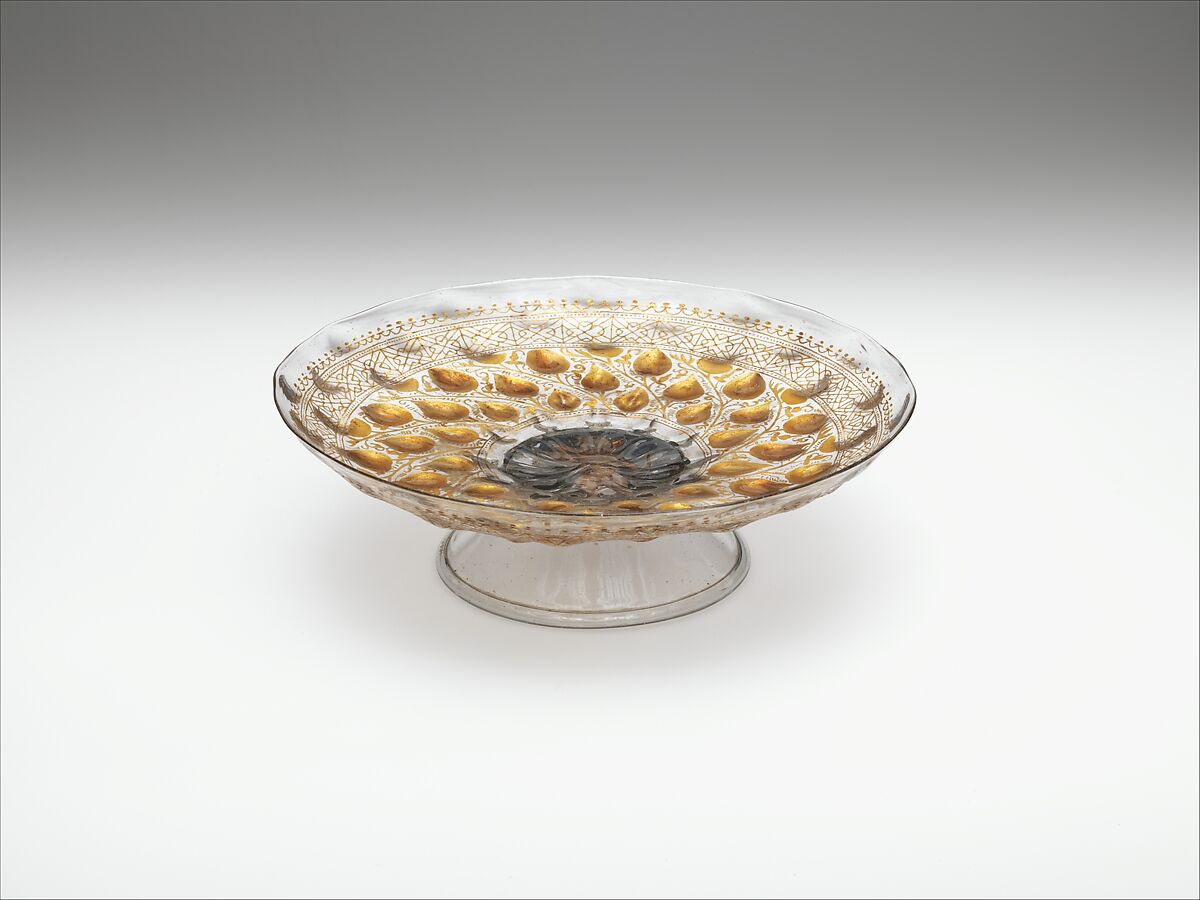 Tazza, Glass, "cold-painted", Italian, Venice (Murano) or Spain or Austrian 