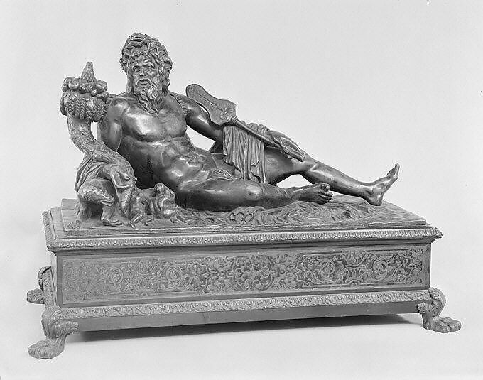 River God, The Tiber, Bronze, wood, gilt bronze, French