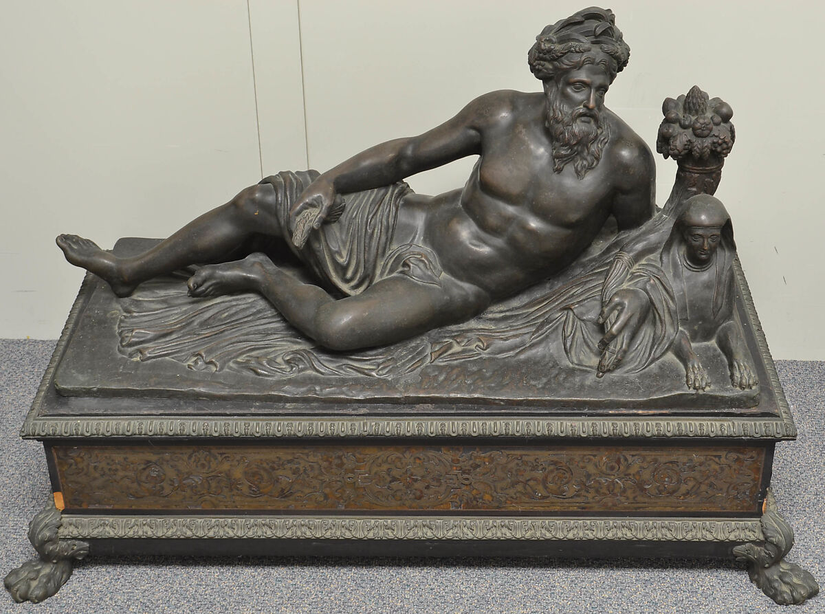 River God, The Nile, Bronze, wood, gilt bronze, French 