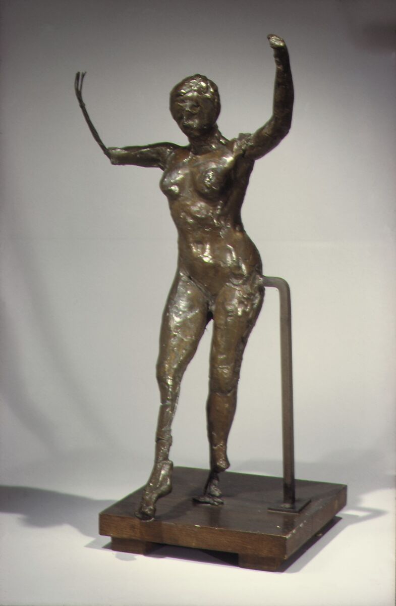 Dancer Moving Forward, Arms Raised, Right Leg Forward (Second State), Edgar Degas (French, Paris 1834–1917 Paris), Bronze, French 