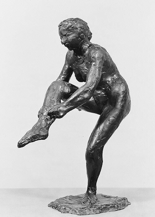 Dancer Putting on Her Stocking (Third State), Edgar Degas (French, Paris 1834–1917 Paris), Bronze, French